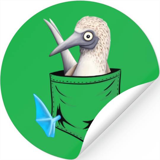 Bird Drawing Fancy Blue Foot Booby In Pocket Stickers
