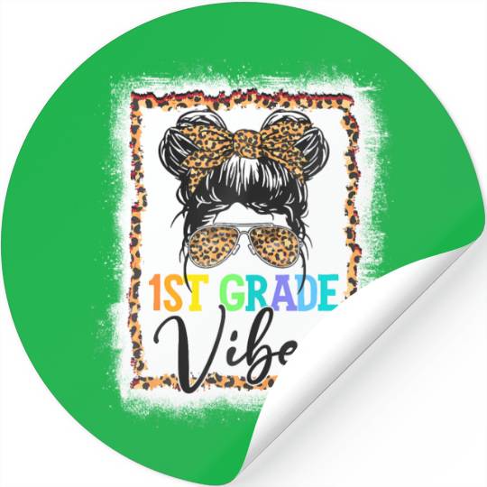 Leopard Messy Bun Bleached Girls 1st Grade Back To Stickers