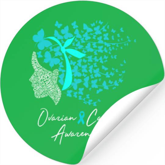 Ovarian Cancer Awareness Teal Butterflies Stickers