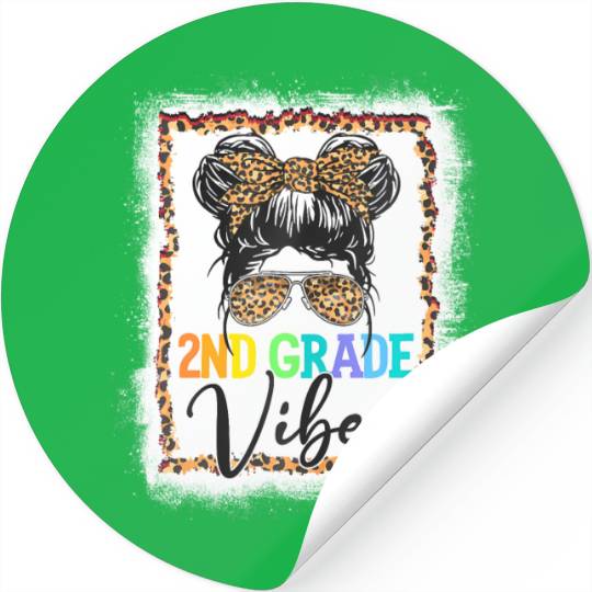 Leopard Messy Bun Bleached Girls 2nd Grade Back To Stickers