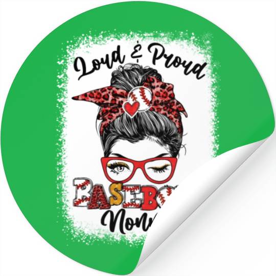 Loud And Proud Baseball Nonna Messy Bun Bleached Stickers