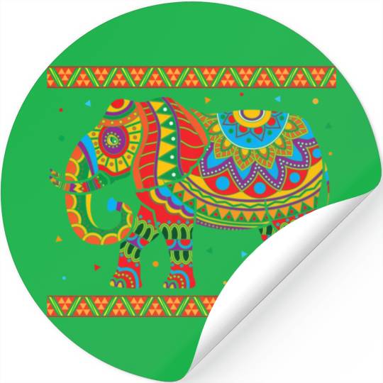 Indian Elephant Colorful Animal Africa Zookeeper S Stickers