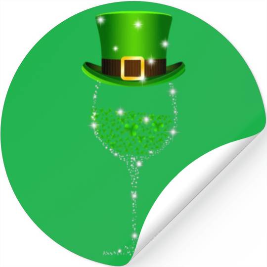 St Patrick'S Day Shamrock Wine Glass For s Stickers