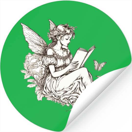 Cottagecore Fairy Reading Book Librarian Bookworm Stickers