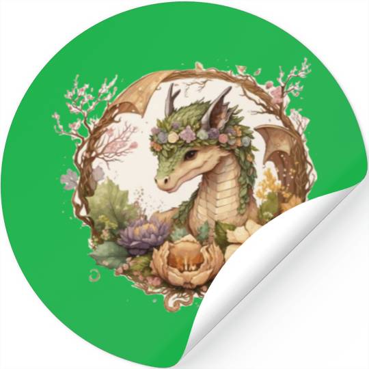 Cottagecore Dragon Cute Fantasy Anime Flower Stickers