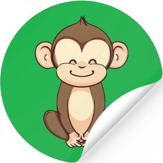 Cute Monkey Sitting Relaxed Stickers
