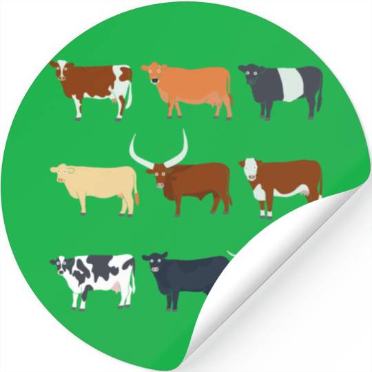 Different Types Of Cows For Cow And Cattle Farmers Stickers