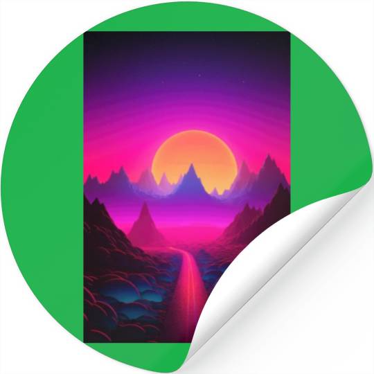 Luminous Peaks: Synthwave Serenity Stickers