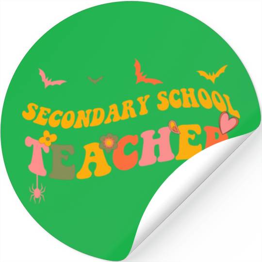 Funny Groovy Halloween Secondary School Teacher Stickers