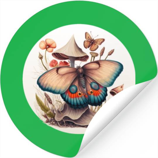 Cottagecore Butterfly Mushroom Forest Plants Botan Stickers