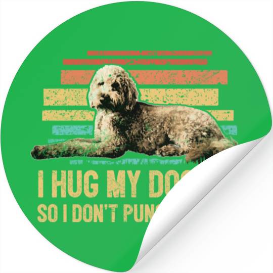 I Hug My Doodle Retro Goldendoodle Dog Dad Doodle Stickers