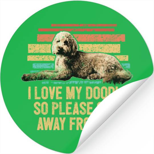 Retro I Love My Doodle Goldendoodle Dog Mom Dog Stickers