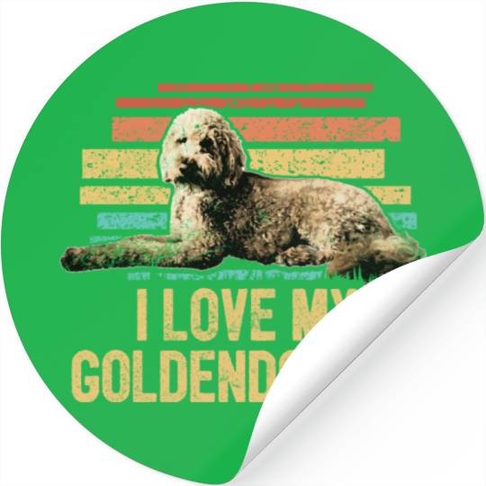 I Love My Goldendoodle Retro Dog Dad Doodle Mama Stickers