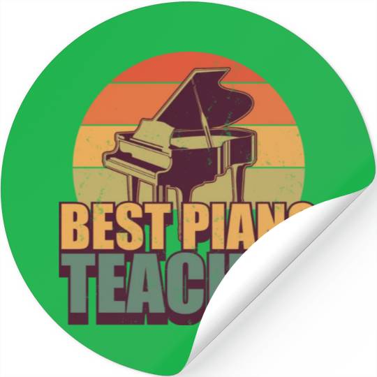 Retro Pianist Best Piano Teacher Stickers