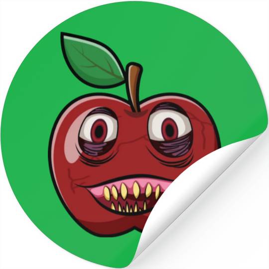 Scary Red Apple Fruit Zombie Stickers