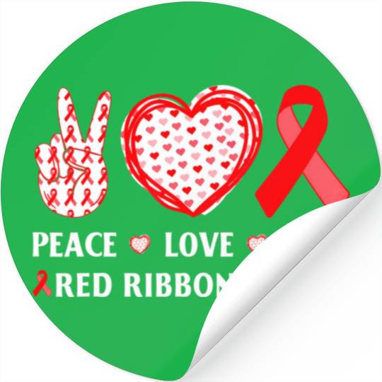Red Ribbon Week Awareness Wear Red Peace Love Cure Stickers