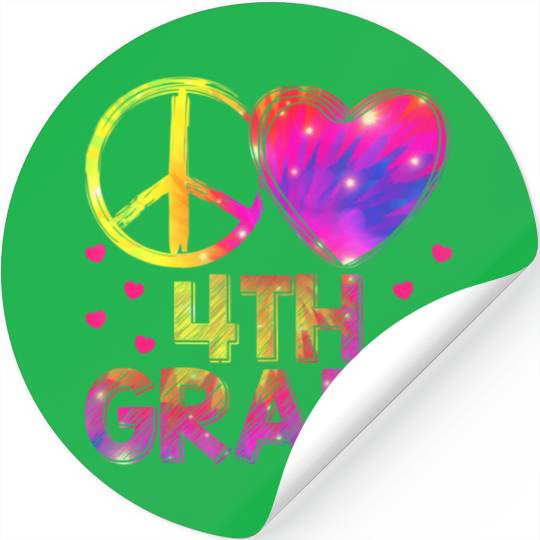 Tie Dye Peace Love 4th Grade Teacher Student Back Stickers