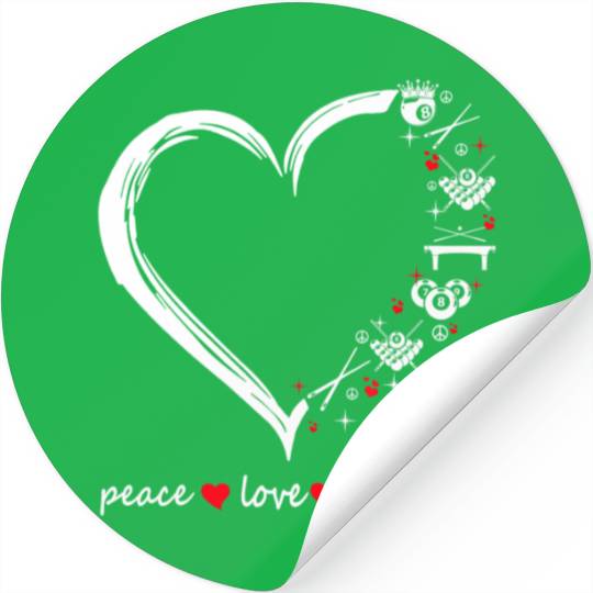 Peace love billiards heart Stickers