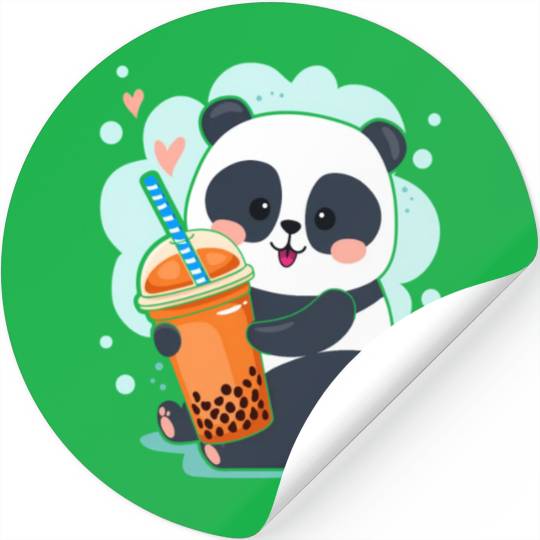 Kawaii Panda Anime Boba Drink Bubble Tea Tapioca Stickers