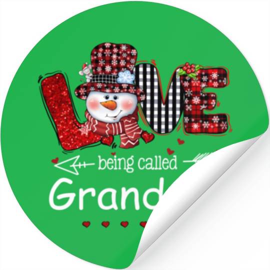 Love Being Called Grandma Snowman Red Plaid Stickers