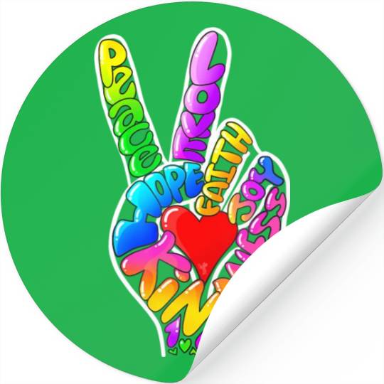 Peace Love Hope Joy Faith Kindness Word Art by Tan Stickers