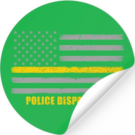 Police Dispatcher - Thin Gold Line Flag Stickers