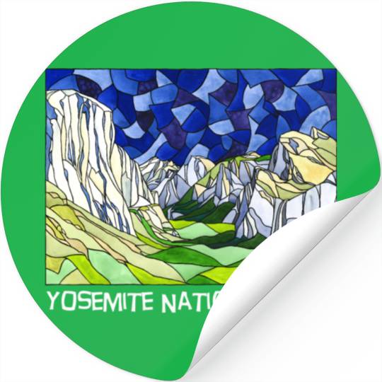 Yosemite Valley Stained Glass Style Stickers