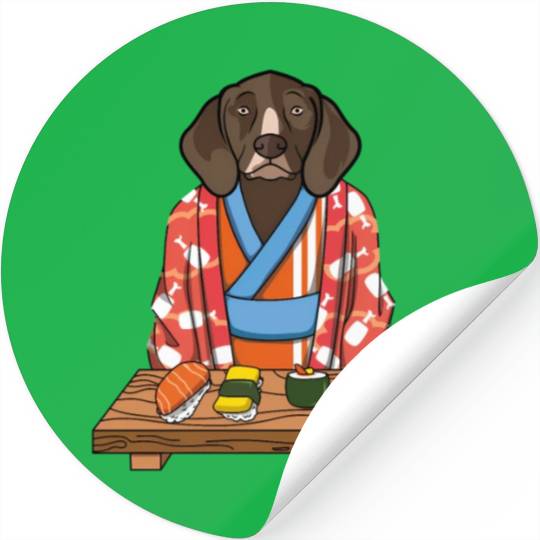 Kawaii Japanese German Shorthaired Pointer Kimono Stickers