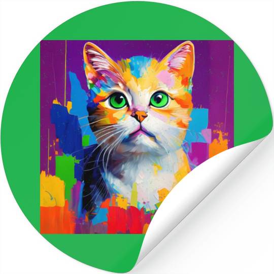 Oil Painting Style Cat Portrait Design for Cat Stickers