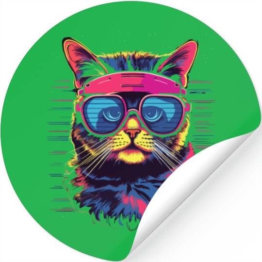 80s Cat Style Stickers