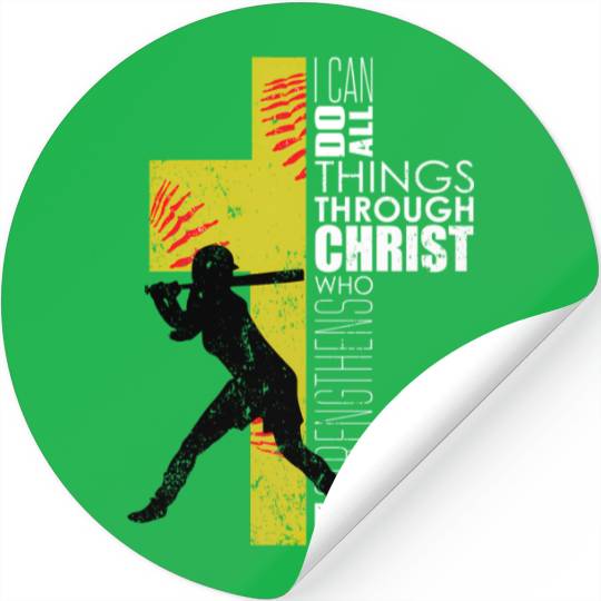 Softball Playersn Christian Religious Stickers