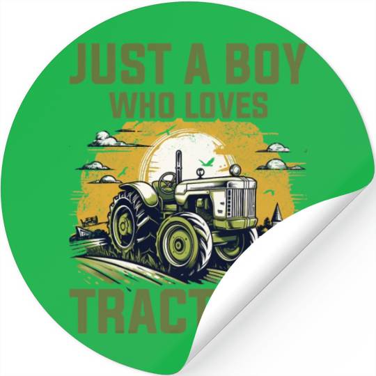 Farm Lifestyle Just A Boy Who Loves Tractors Stickers
