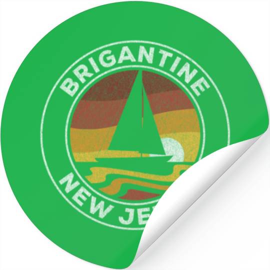 Brigantine New Jersey Sailboat 70S Sunset Stickers