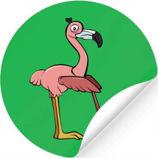 Flamingo Play Golf Pink Funny Animal Playing Golf Stickers