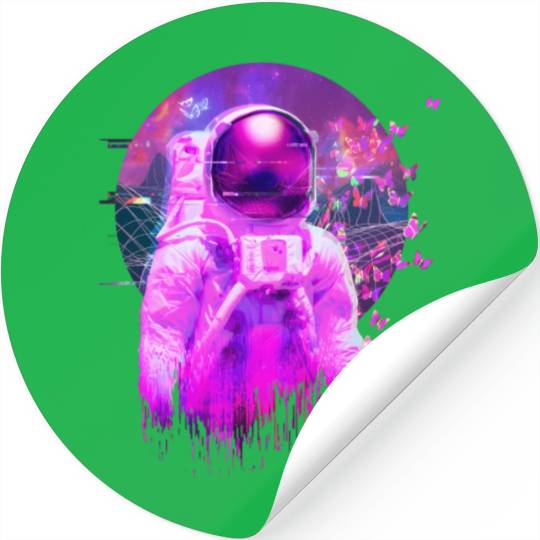 Vaporwave Retrowave Astronaut Space Butterflies Stickers
