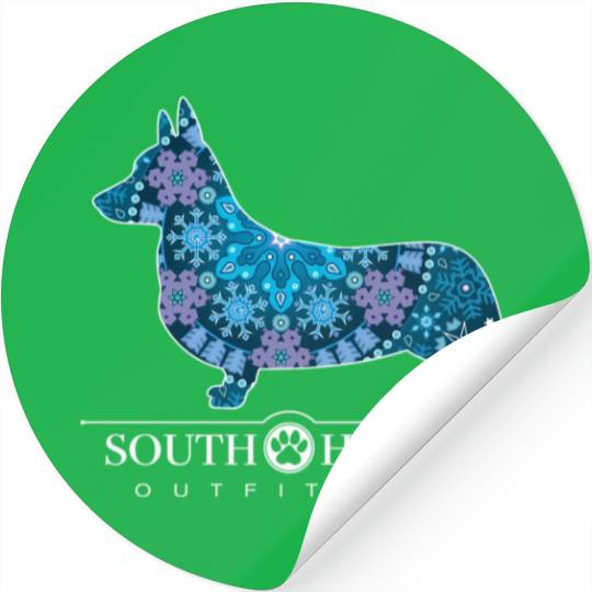 Corgi Dog Bohemian Snowflake Pattern Stickers