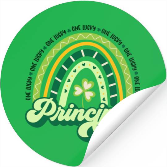 Boho Rainbow Shamrock One Lucky Principal St Stickers