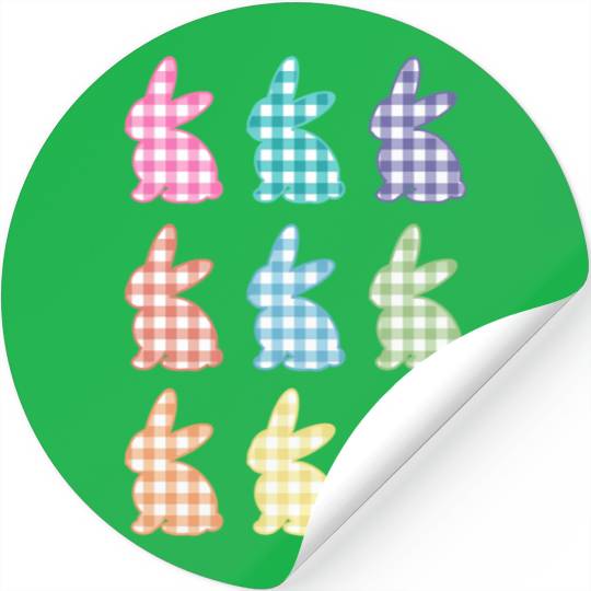 Easters For Plaid Easter Bunny Gingham Stickers