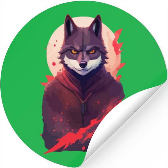 Ninja Style: The Cute Wolf Face with a Twist of Me Stickers