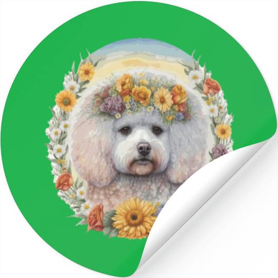 Cute Bichon Frise Sunflower Dog Breed Pet Puppy Stickers
