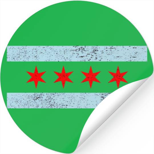 Sweet Chicago Flag Red Six Pointed Stars Stickers