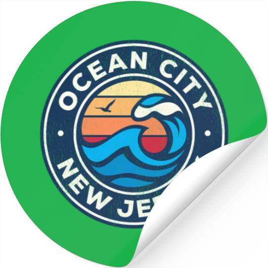 Ocean City New Jersey Nj Nautical Waves Stickers