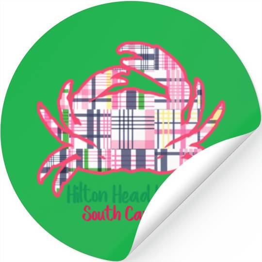 Hilton Head Island Preppy Plaid Crab Stickers