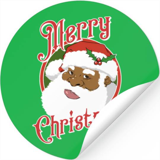 Black Merry African American Santa Claus Stickers