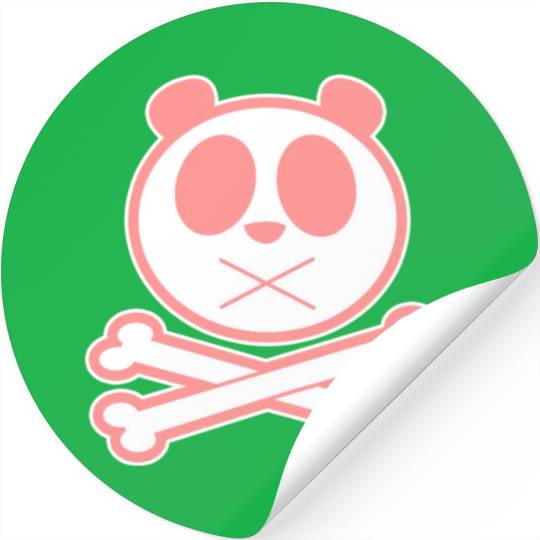 Panda Cross Bone Pink Stickers