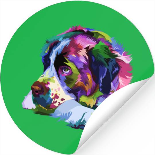 Saint Bernard Pop Portrait Colorful For Dog Owners Stickers