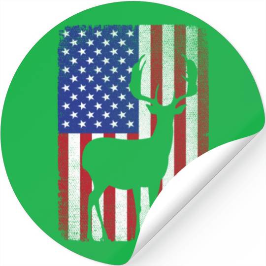 Patriotic Deer Hunting Hunter Dad American Flag Stickers