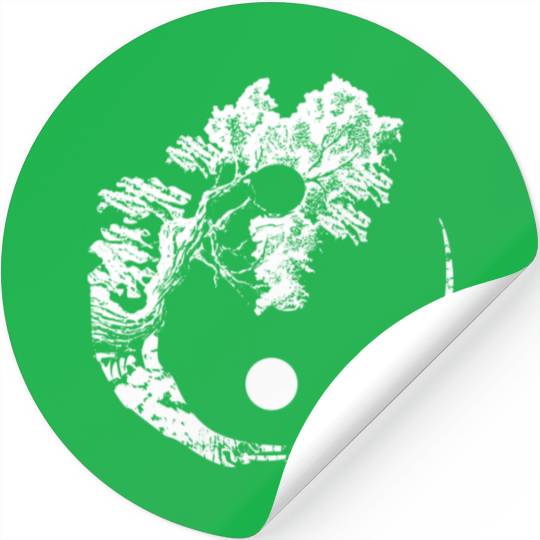 Bonsai Tree Print Zen rit Yin Yang Japanese Stickers