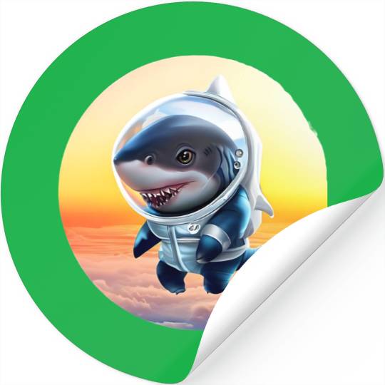 Shark astronaut at sunset Stickers