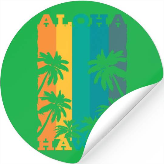 Retro Aloha Hibiscus Flowers Hawaii Maui Usa Gift Stickers